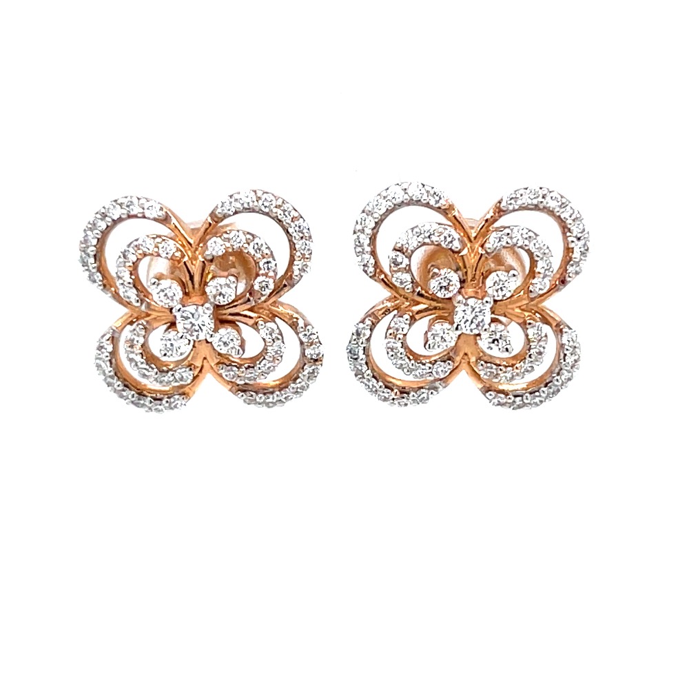 Alyssum Flower Inspired Diamond Earrings in 18k Rose Gold 9TOP113