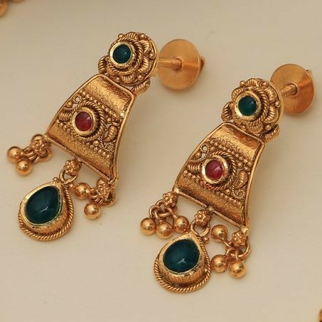 22KT/ 916 Gold Antique wedding bridle Necklace set for ladies STG1028