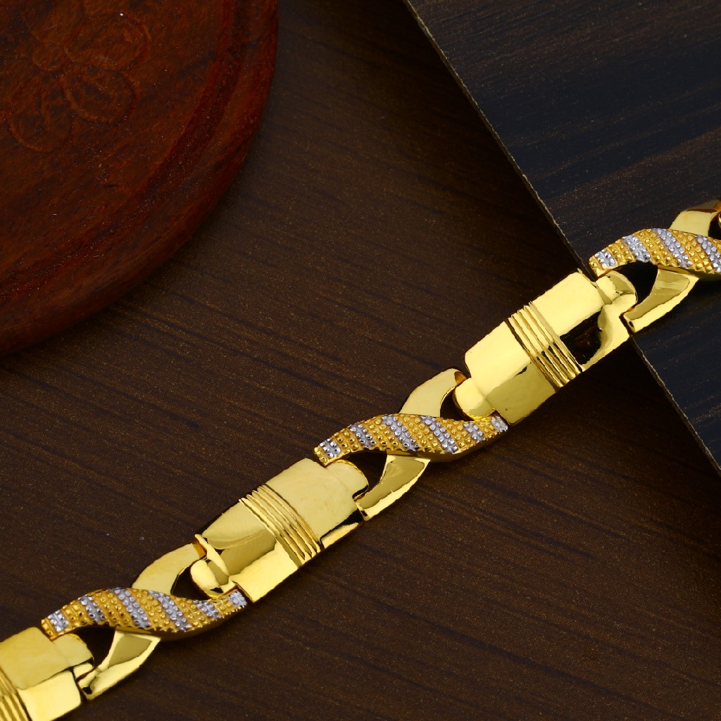 Mens Casting Plain 916 Gold Bracelet-MPB01