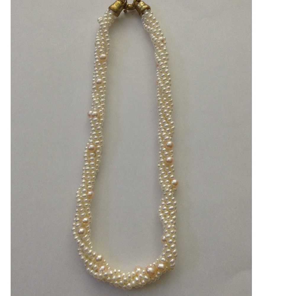 white seed pearls necklace with pink round pearls JPM0287