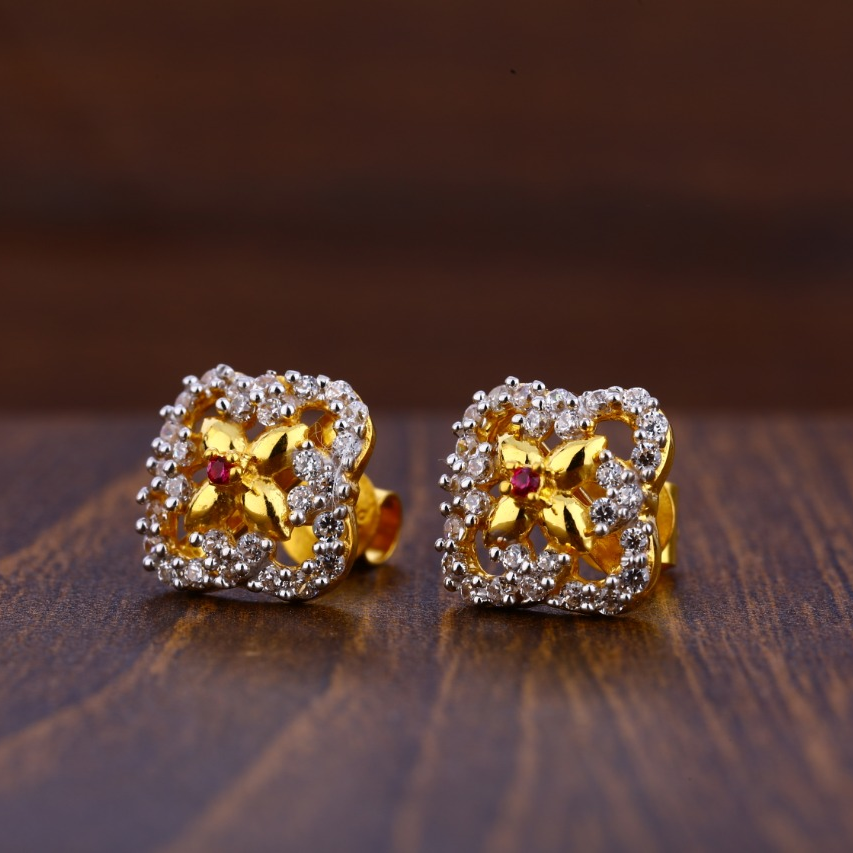 916 Gold Hallmark Designer Ladies Tops Earrings LTE212