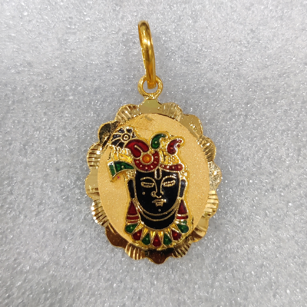 916 Gold Fancy Shreenathi Mukharbind Minakari Pendant
