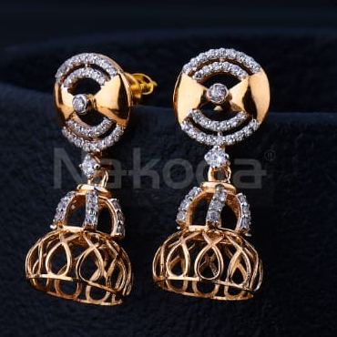 750 Rose Gold CZ Hallmark Fancy Jummar Earring RE397
