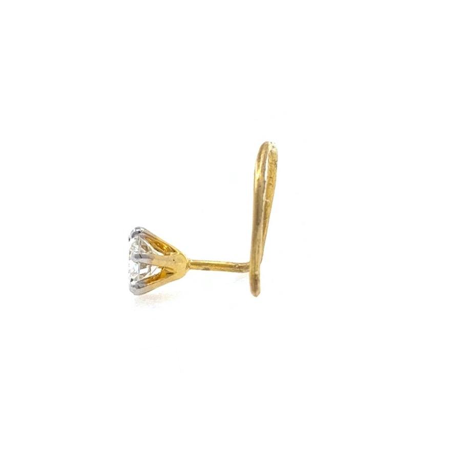 18kt / 750 yellow gold classic single 0.12 cts diamond nose pin 9NP20