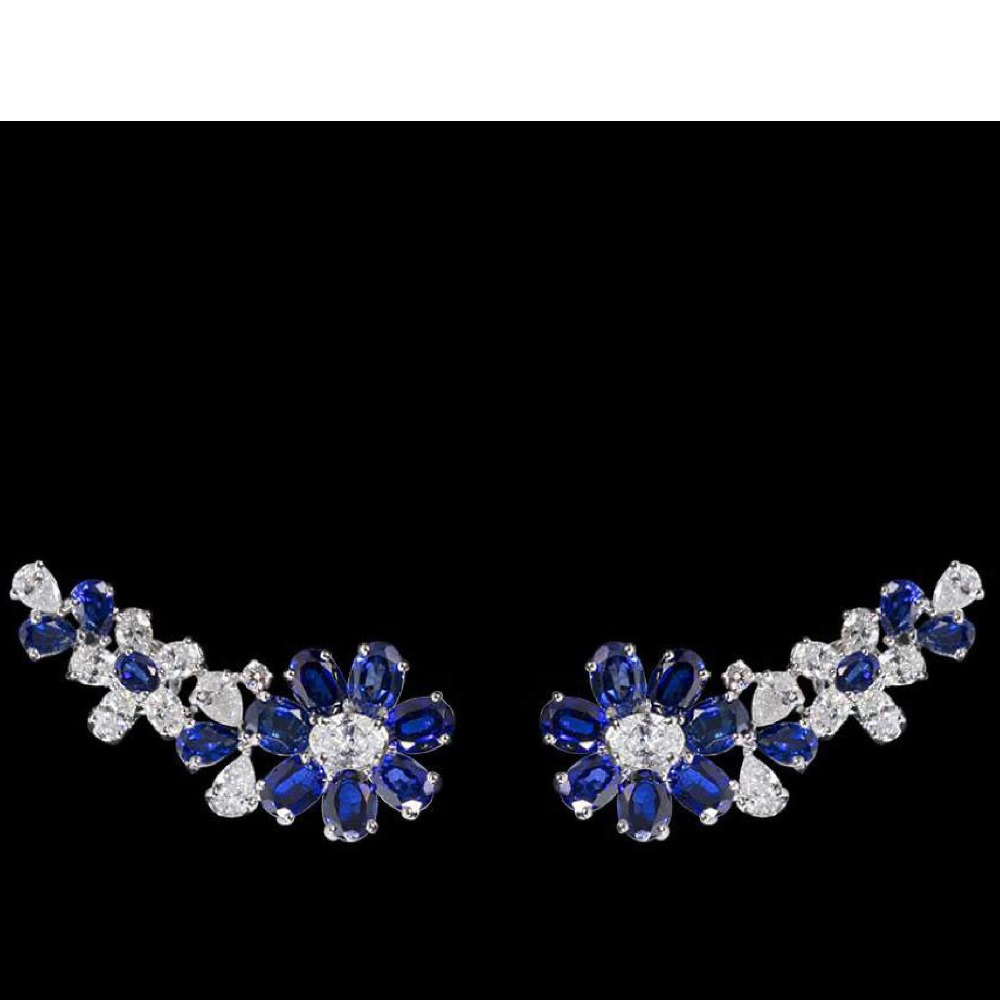 Diamonds and Blue Sapphires Earrings JSJ0132