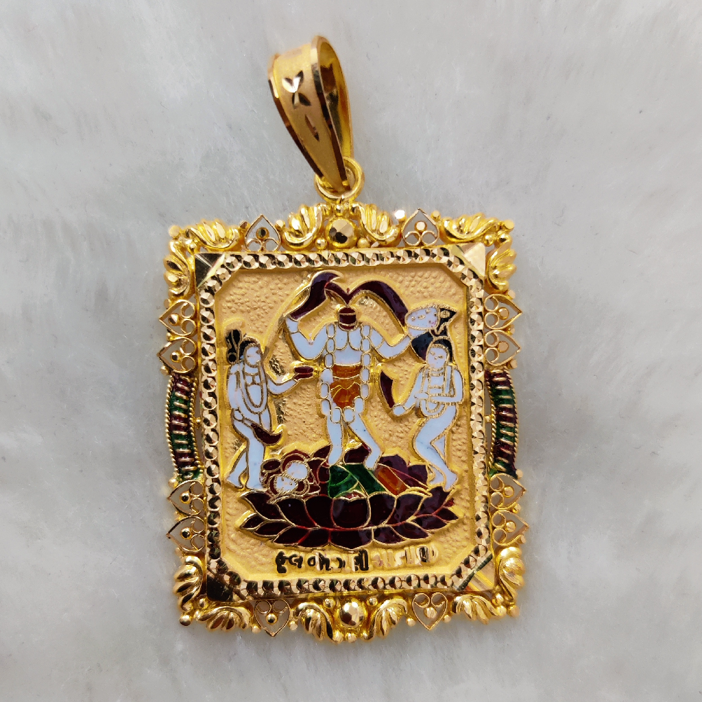916 gold fancy gent's fulajogani maa minakari pendant