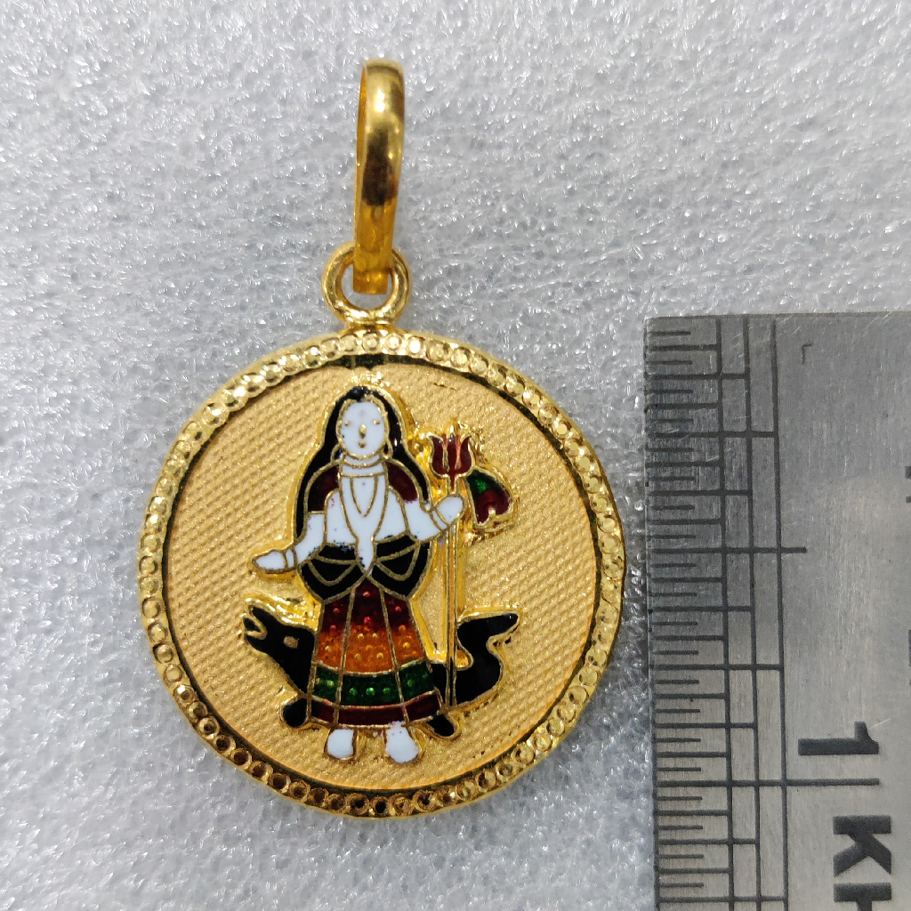 916 Gold Fancy Khodiyar Maa Minakari Pendant