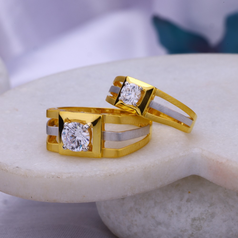 fancy single stone gold couple rings