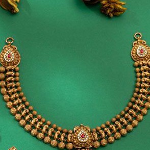 22KT / 916 Gold antique Bridle necklace set for Ladies STG1012