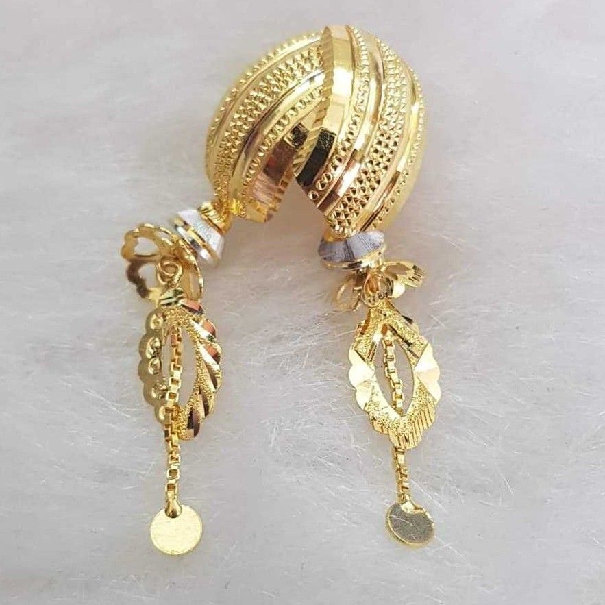 916 Gold Fancy Fishbali Earrings Akm-er-172