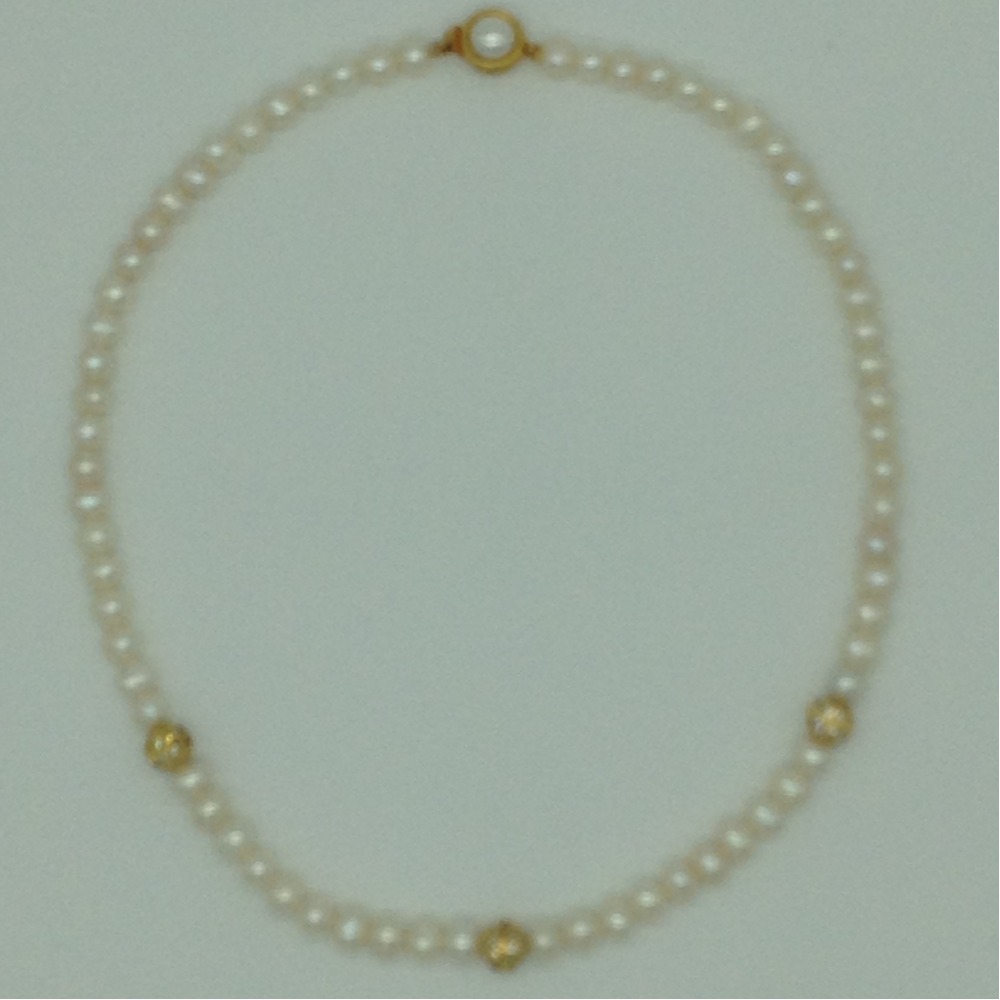 Freshwater White Potato Pearls And CZ Balls Necklace Set JPP1064