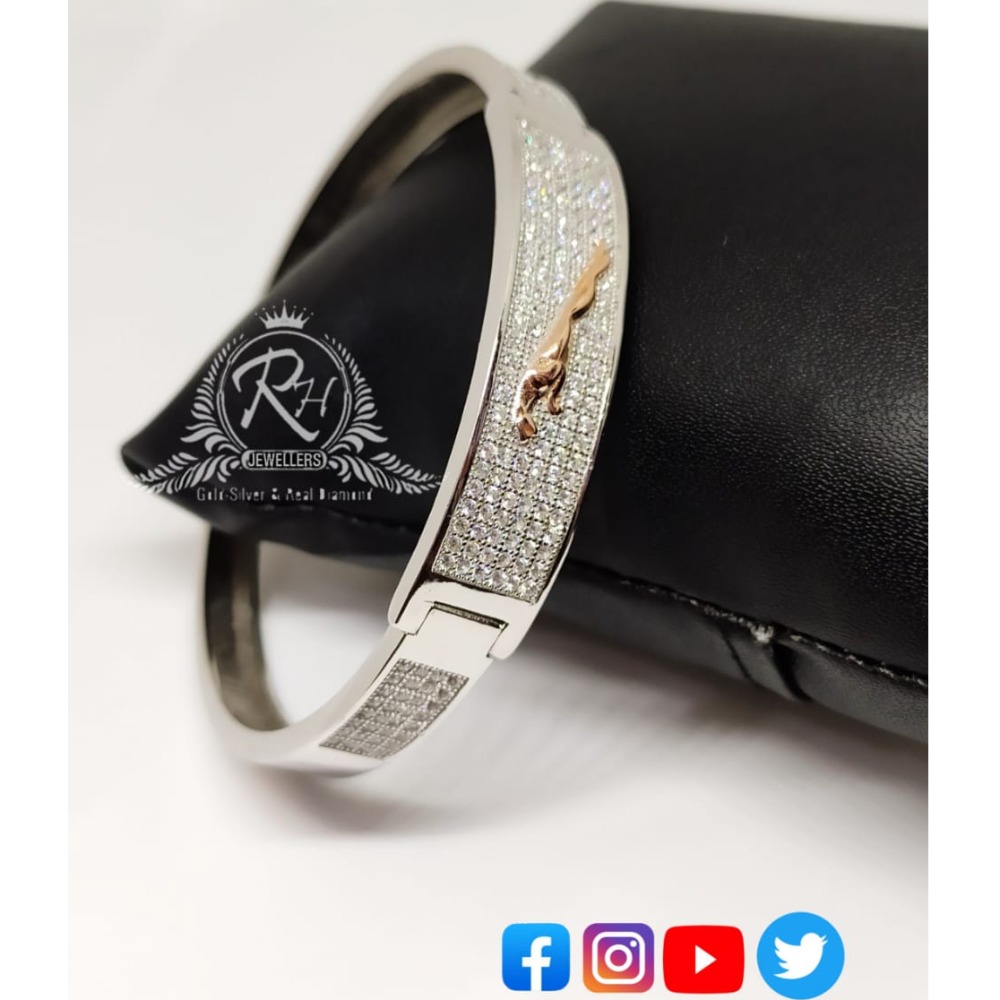 silver jaguar daimond gents bracelet RH-GB310