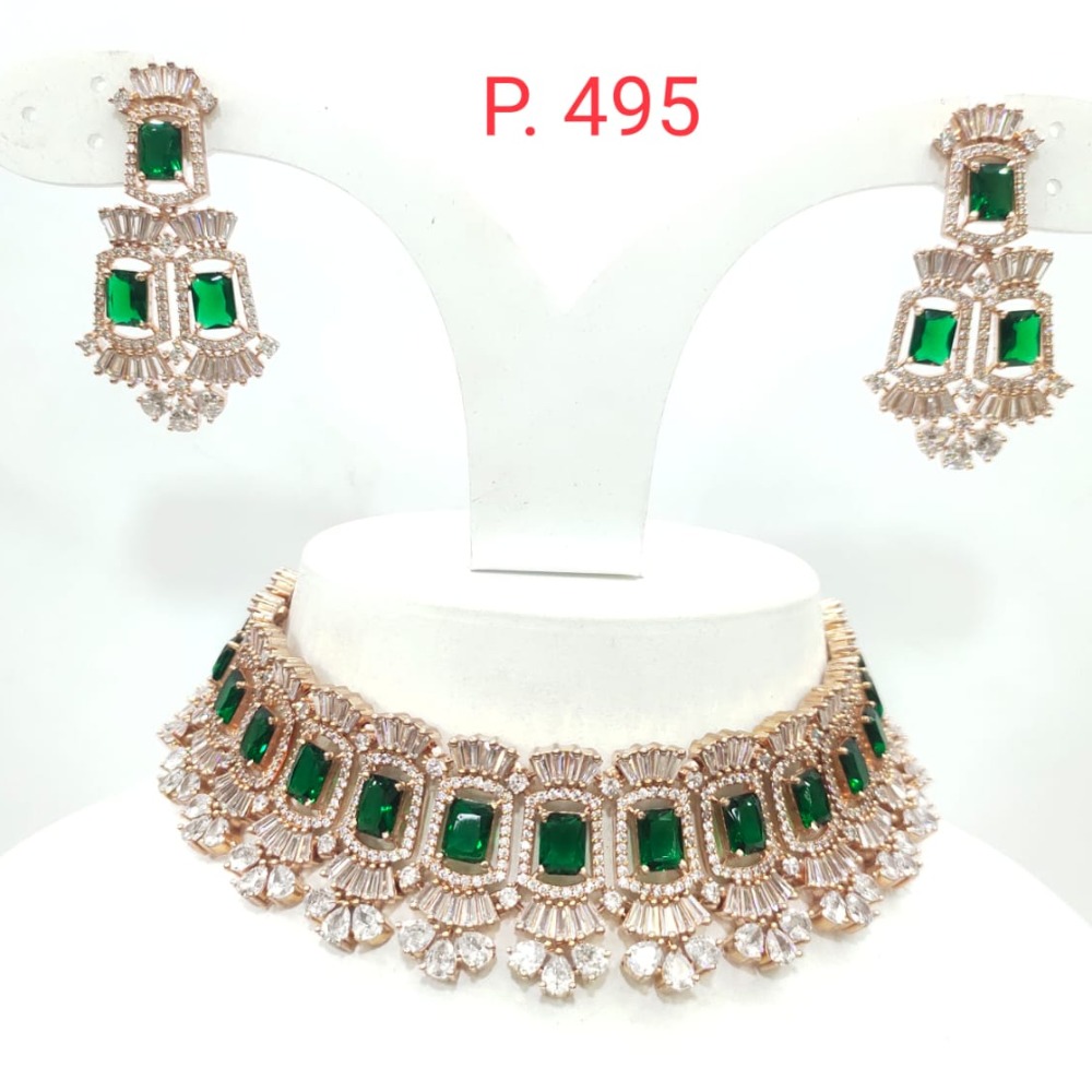 Diamond with full choker and emerald antique necklace set 1444