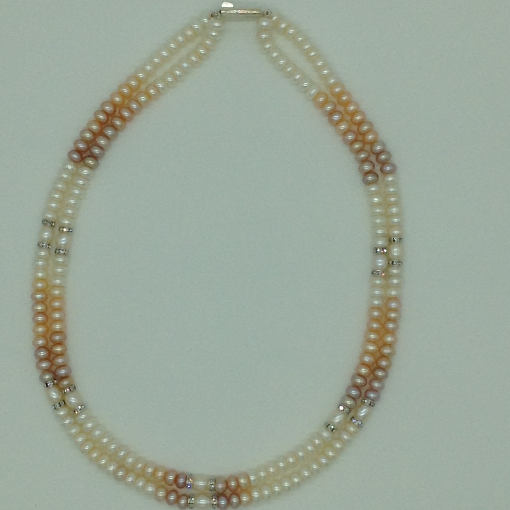 Freshwater Multicolour Flat Shaded 2 Lines Pearls Full Set JPP1081