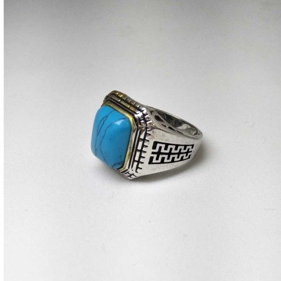 925 Sterling Silver Blue Stone Gents Ring
