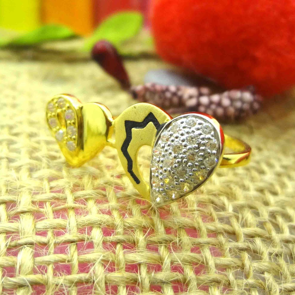 916 gold cz diamond heart shape ladies ring