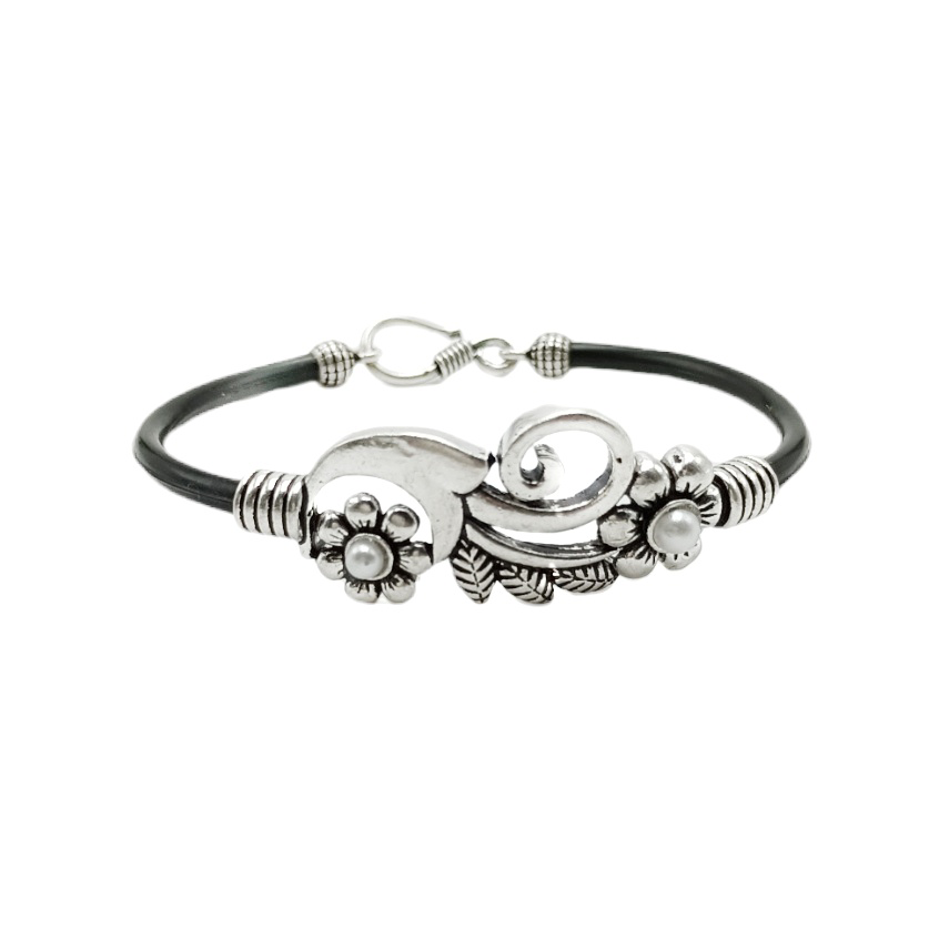 Pearl Rubber 925 Silver Bracelet