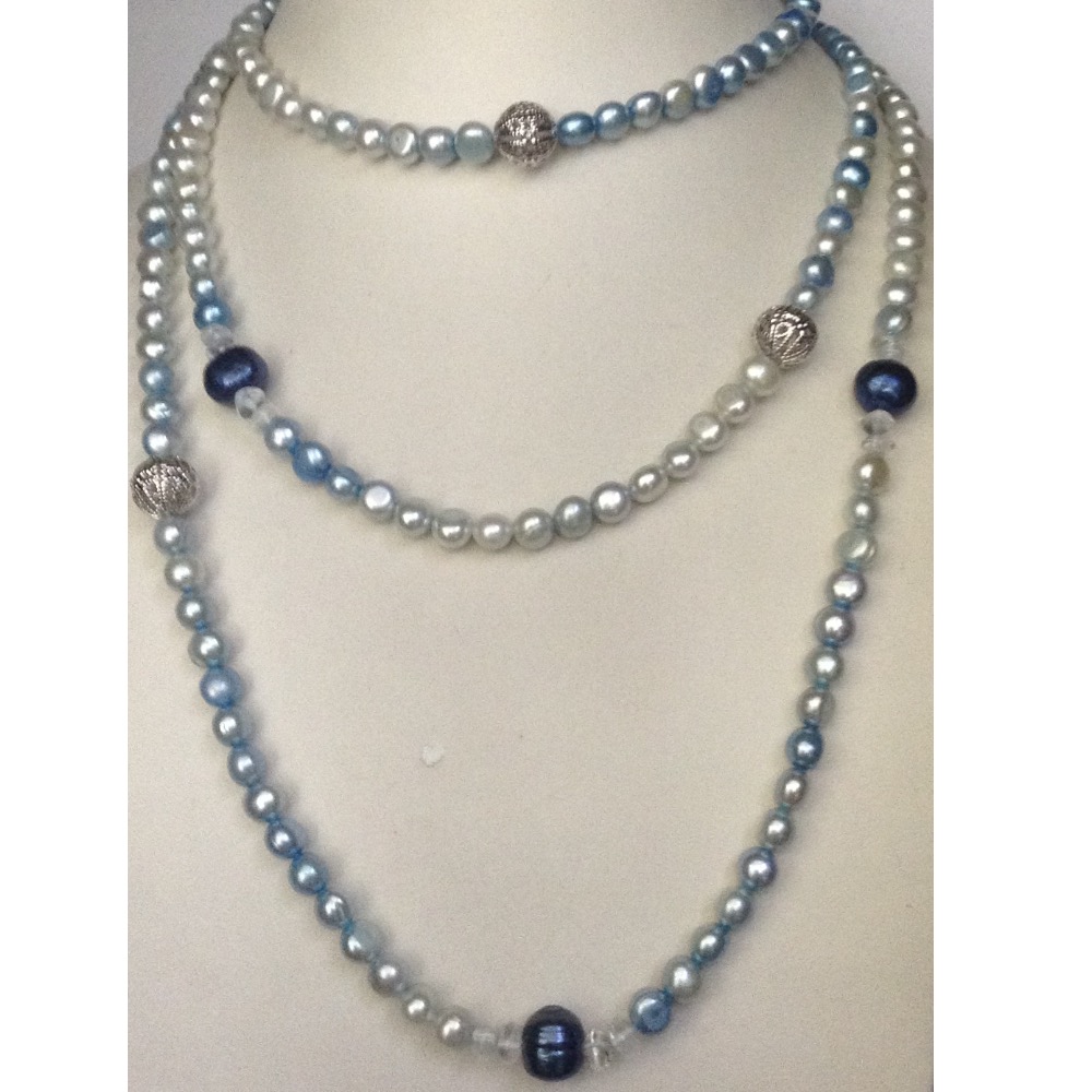 blue potato pearls long mala with balls and sphetic beeds JPM0148