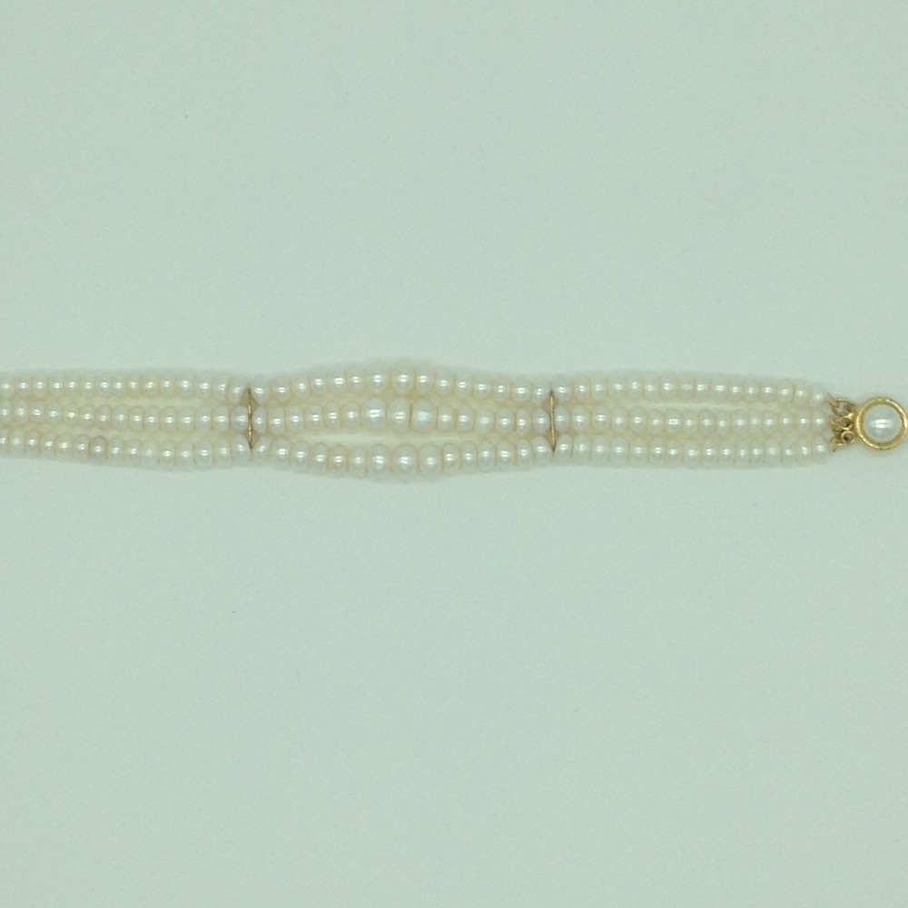 White Flat Graded Pearls 3 Layers Bracelet JBG0096