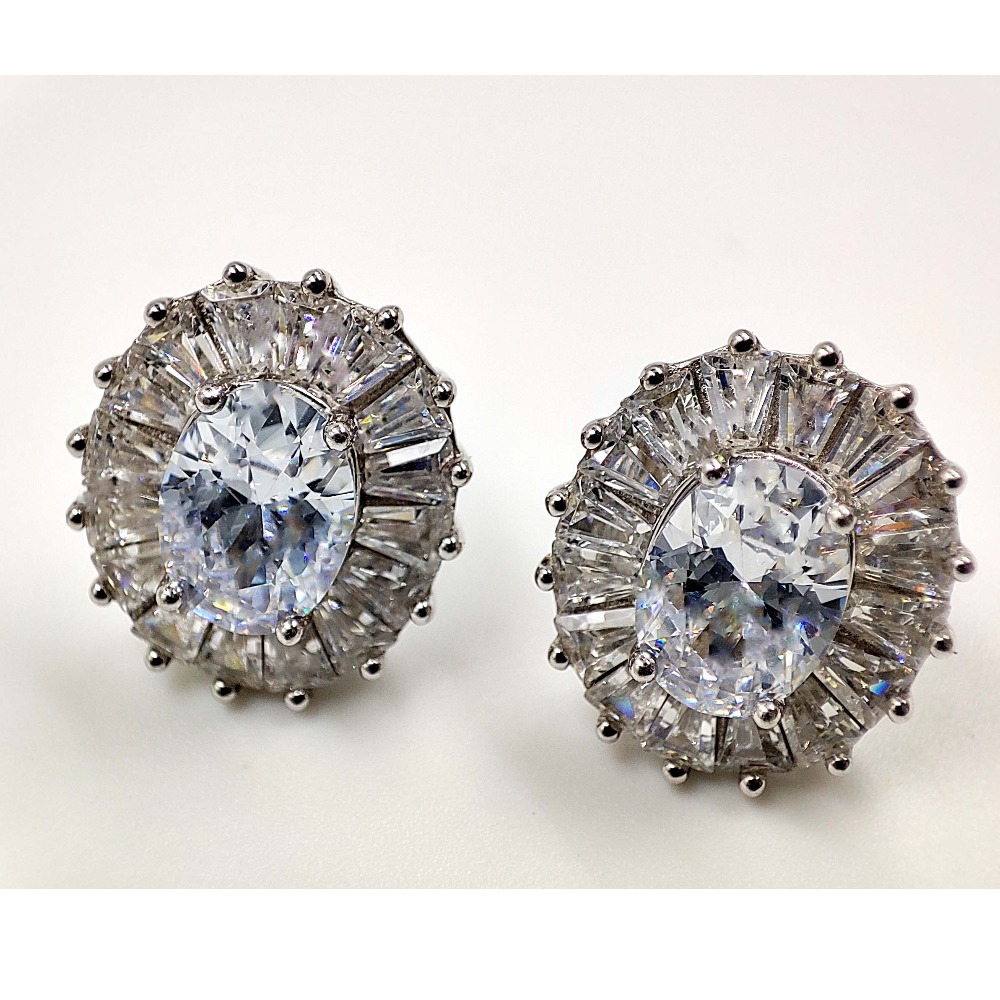925 Silver oval with choki diamond earrings