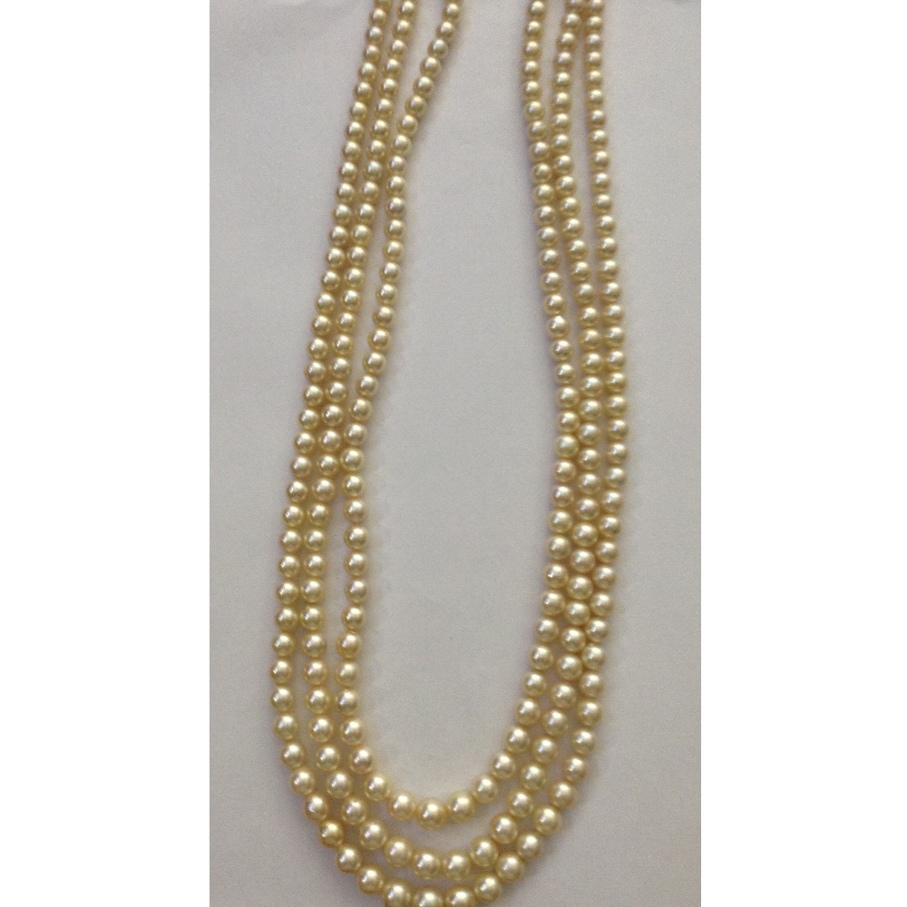 3 Line Cream Sea Water Cultured Pearls Necklace JPM0005