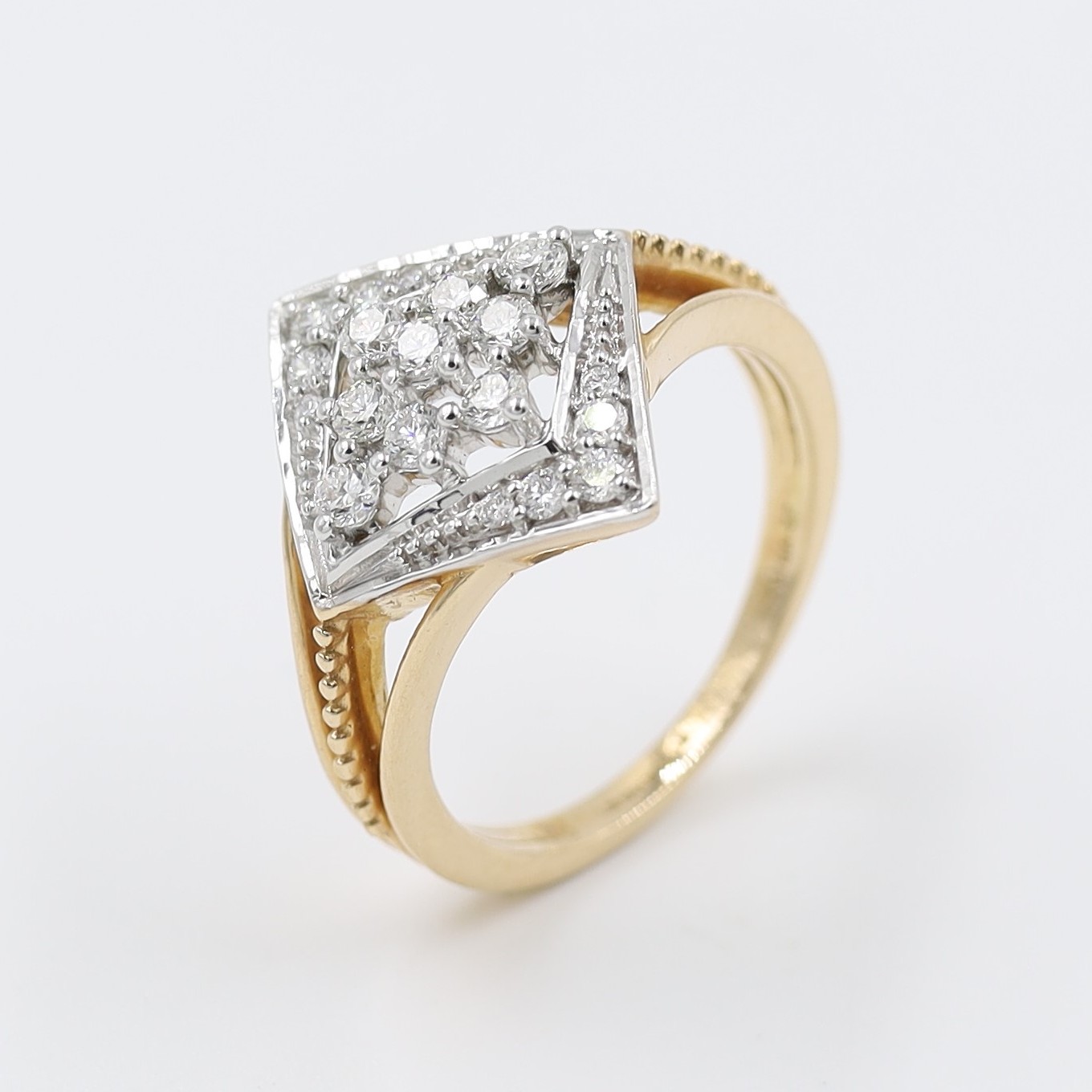 Beautiful 14 Karat Rose Gold Ring With Diamonds