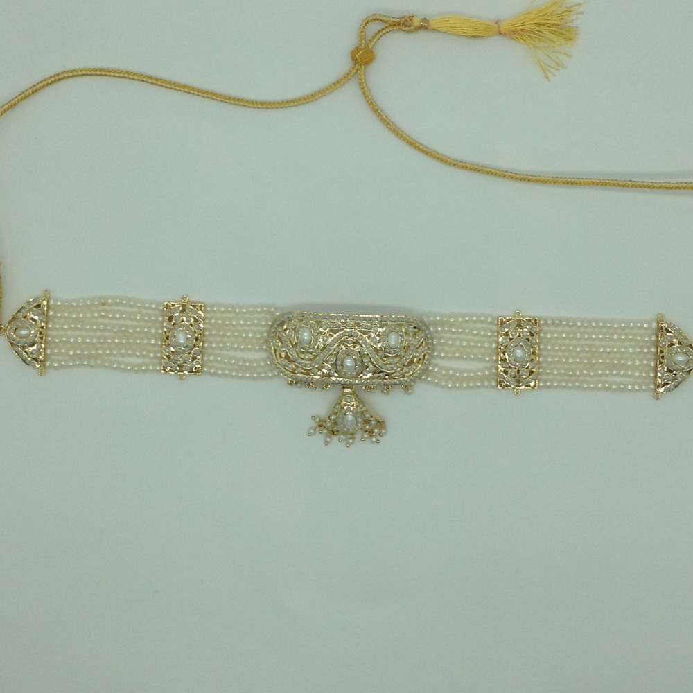 Pearls Amritsar Choker Set With 6 Line Pearls Mala JPS0781