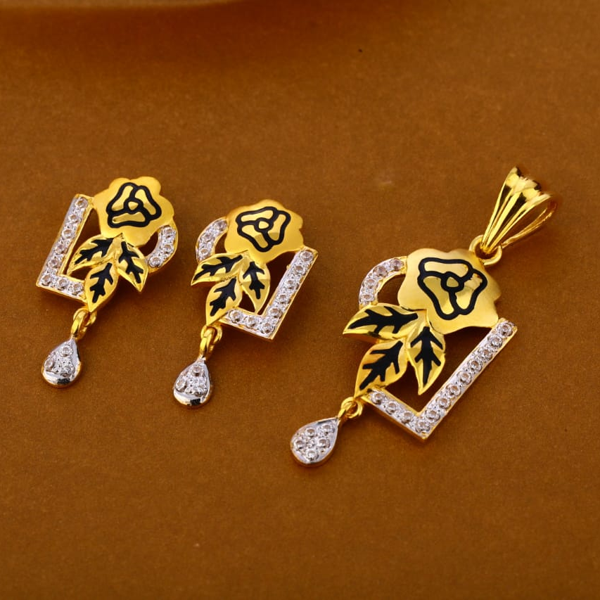 22KT Gold CZ Designer Ladies Pendant Set FPS274