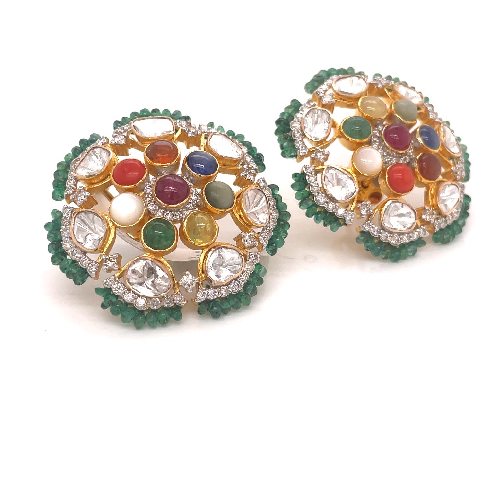 Uncut Diamond Polki Earrings Indian Traditional Wedding Earrings .