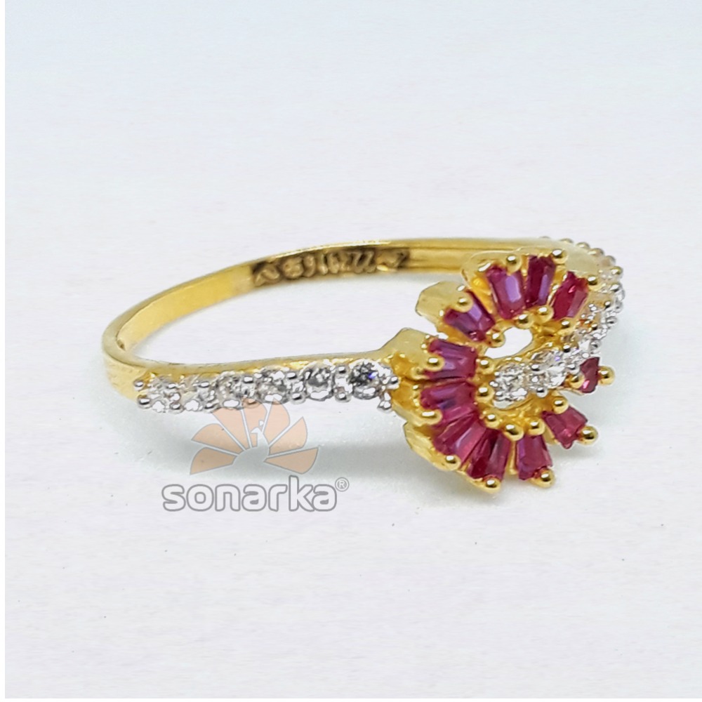 916  Ring Pink CZ Stone Trendy Design for Ladies