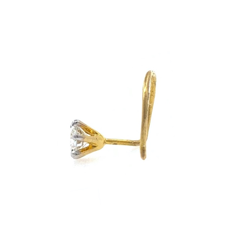 18kt / 750 yellow gold classic single 0.12 cts diamond nose pin 9NP46