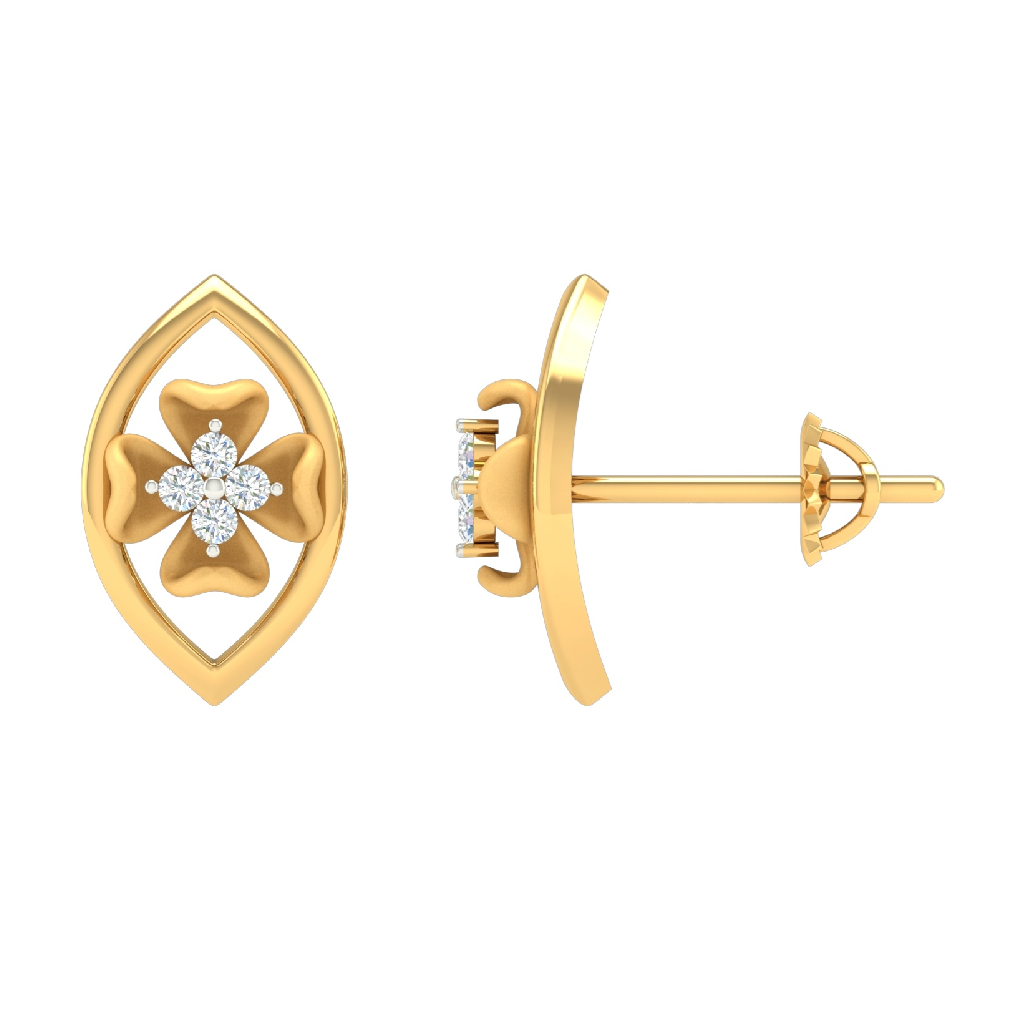 18K Gold Real Diamond Flower Earring MGA - SDG0066