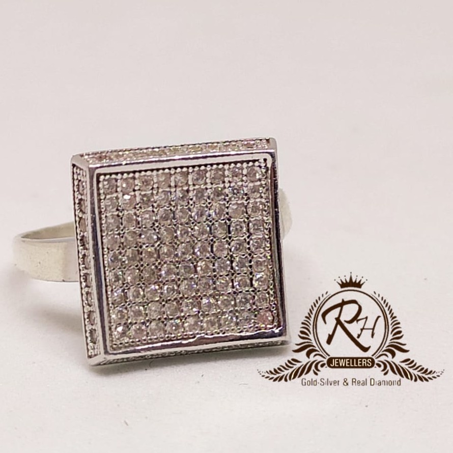 92.5 silver classical square daimond gents rings Rh-Gr946