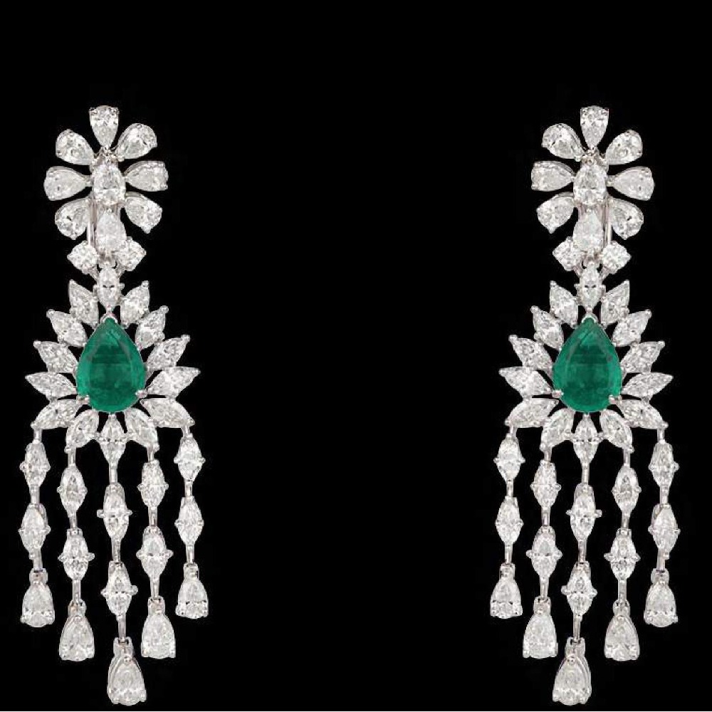Diamonds and Emeralds Earrings JSJ0091