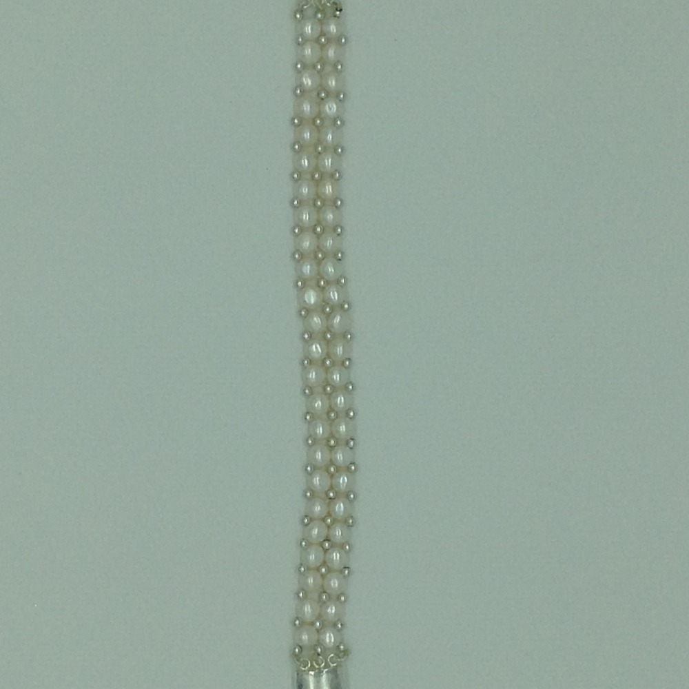 White Button Pearls With White Jaco Balls 2 Layers Bracelet JBG0132
