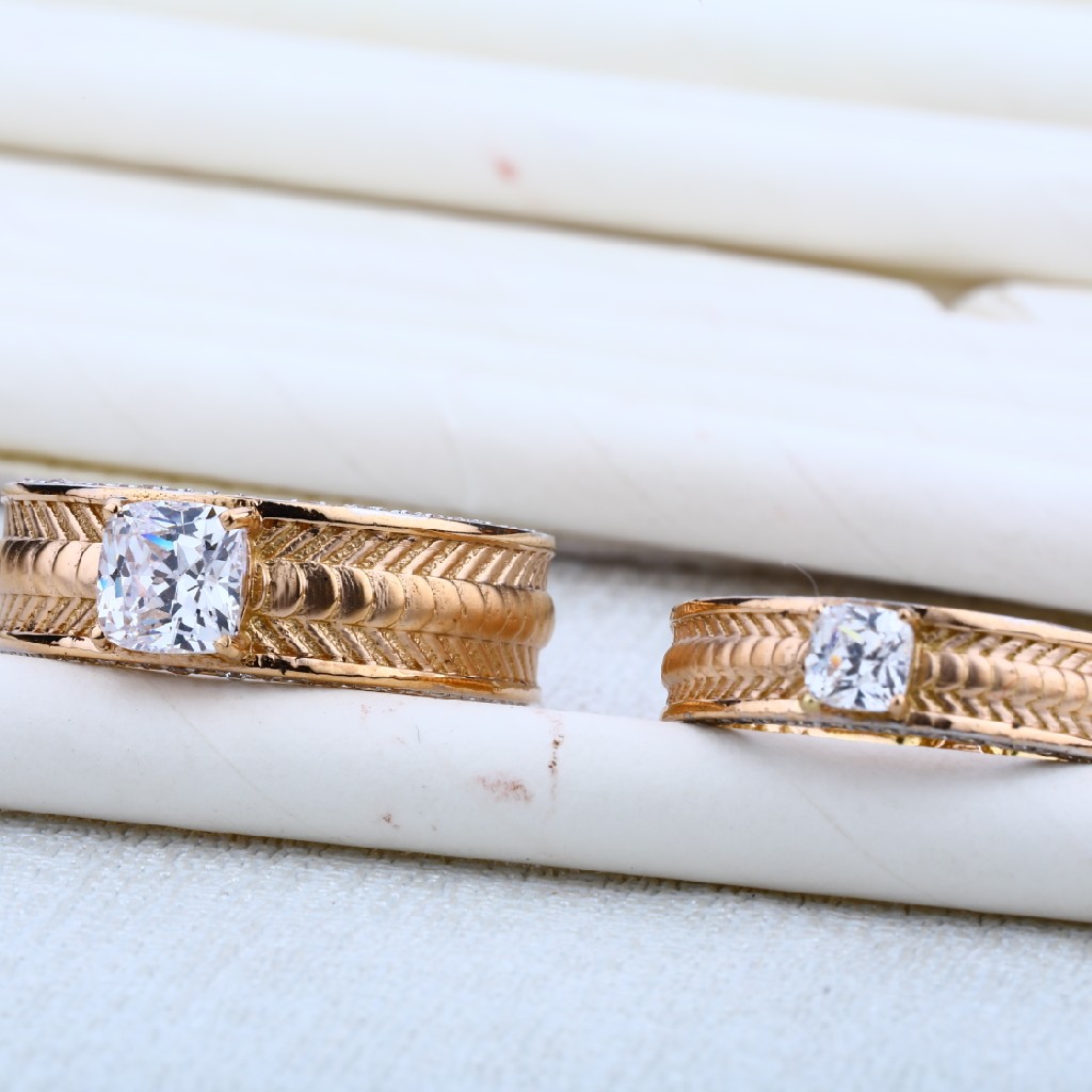 76 Melting Engagement Solitaire Rose Gold Couple RING-RCR11
