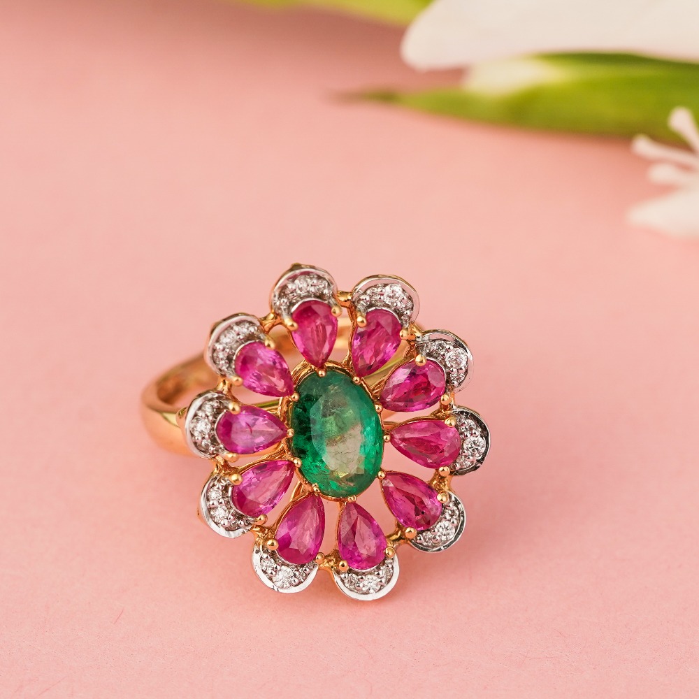 Buy Ruby emerald kundan silver ring Online in India - SILVER SIDDHI .