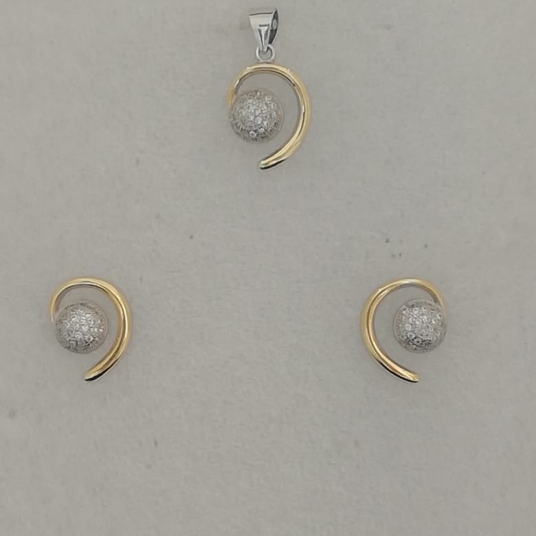 Sterling silver diamond butty pendant set