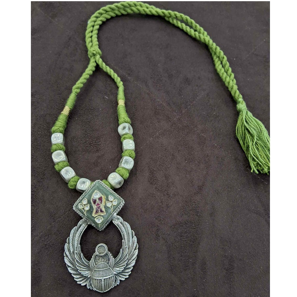 925 Sterling silver Tribal Choker Oxidized Pendant for ladies STS0016