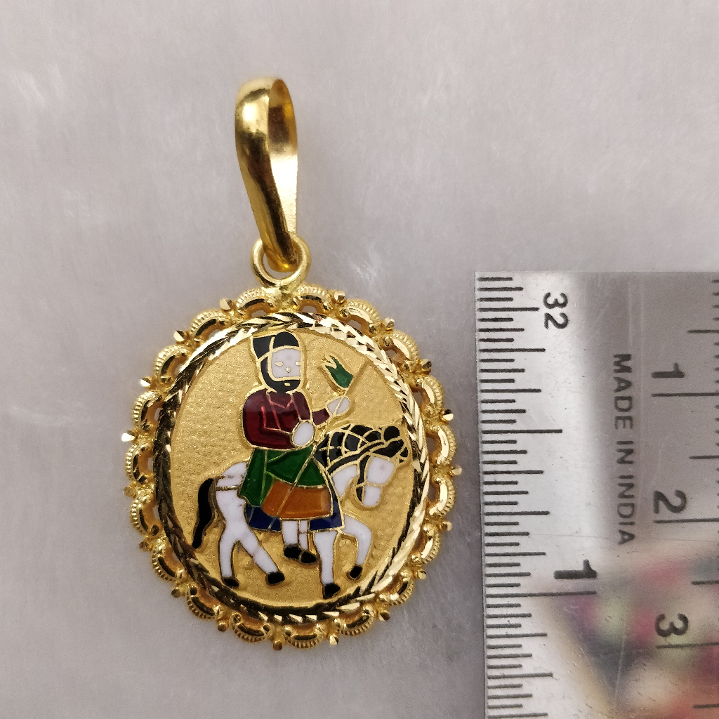 916 Gold Fancy Ramdev Pir Minakari Pendant