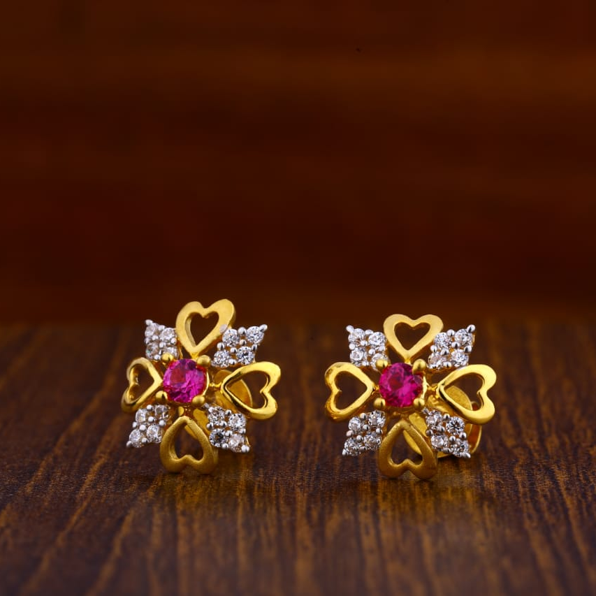 916 Gold CZ Classic Ladies Tops Earrings LTE31