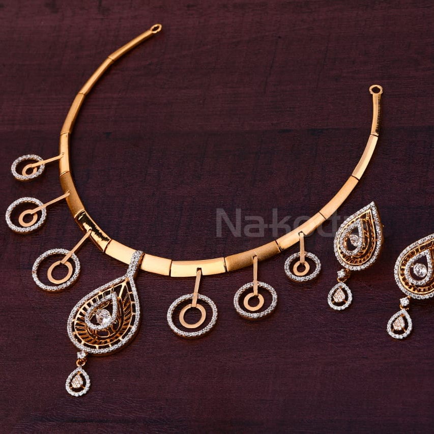 750 Rose Gold CZ Ladies Designer Necklace Set RN395
