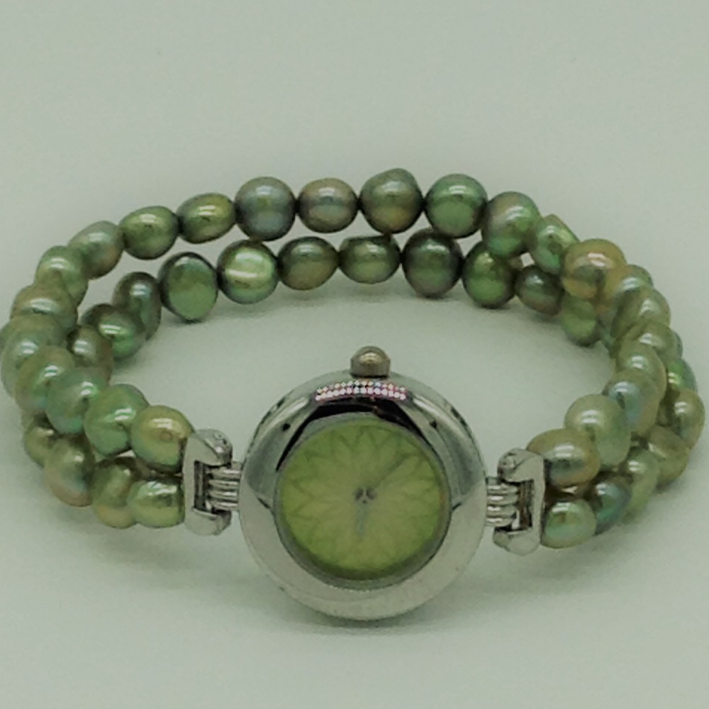 Freshwater green button pearls 2 layers designer watch jbg0233