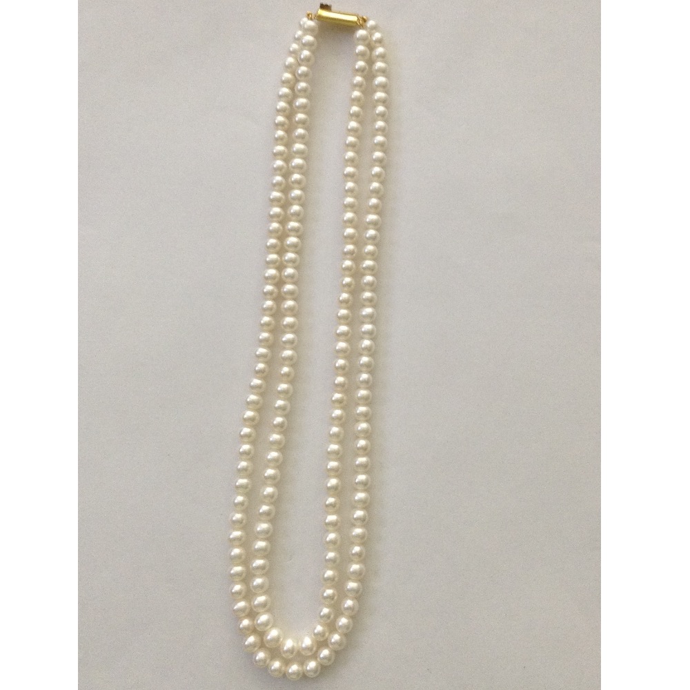 White Round Pearls Necklace 2 Layers JPM0034