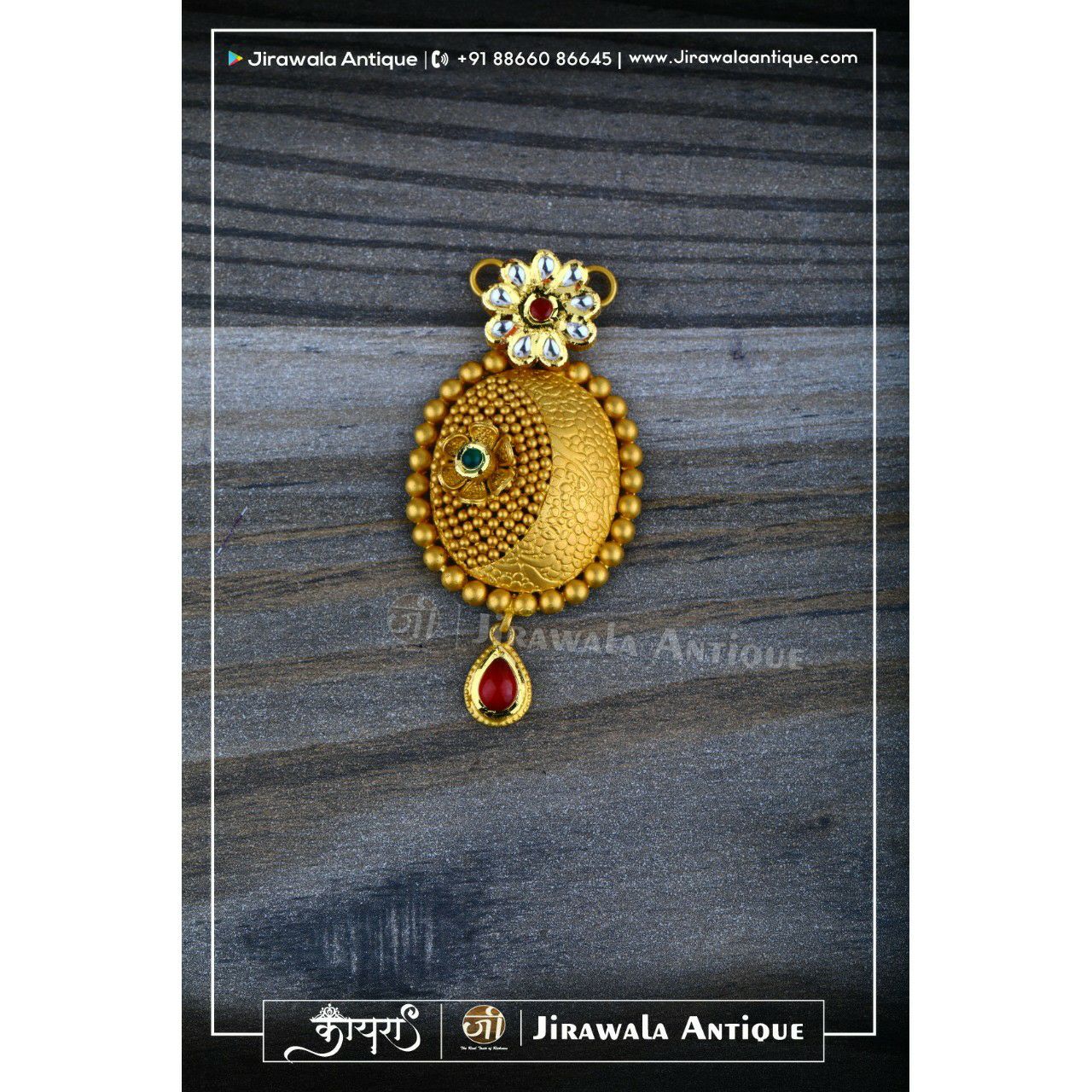 Antique jadtar 22ct 916 gold mangalsutra pendant