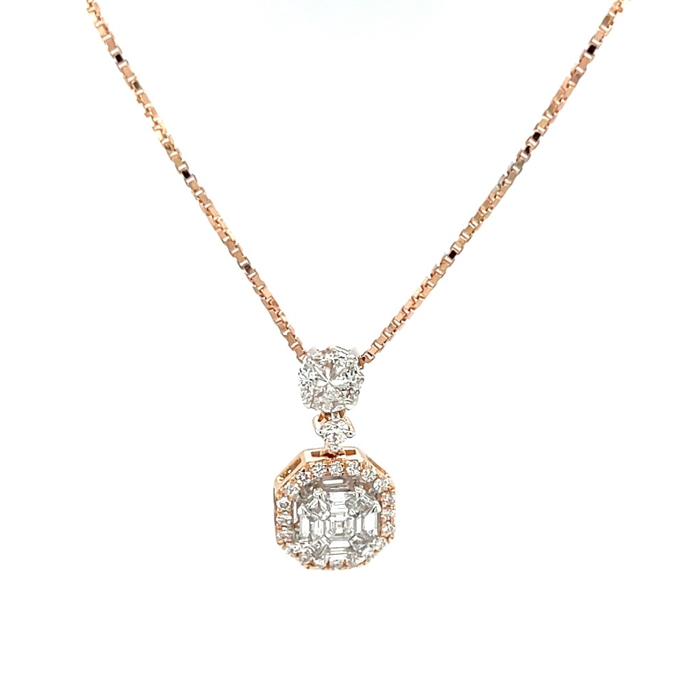 1/3 Carat Asscher Cut Diamond Necklace In White Gold