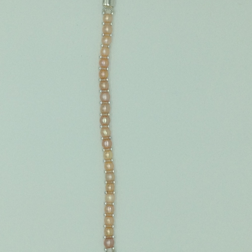Orange Button Pearls With White Jaco Balls 1 Layers Bracelet JBG0131