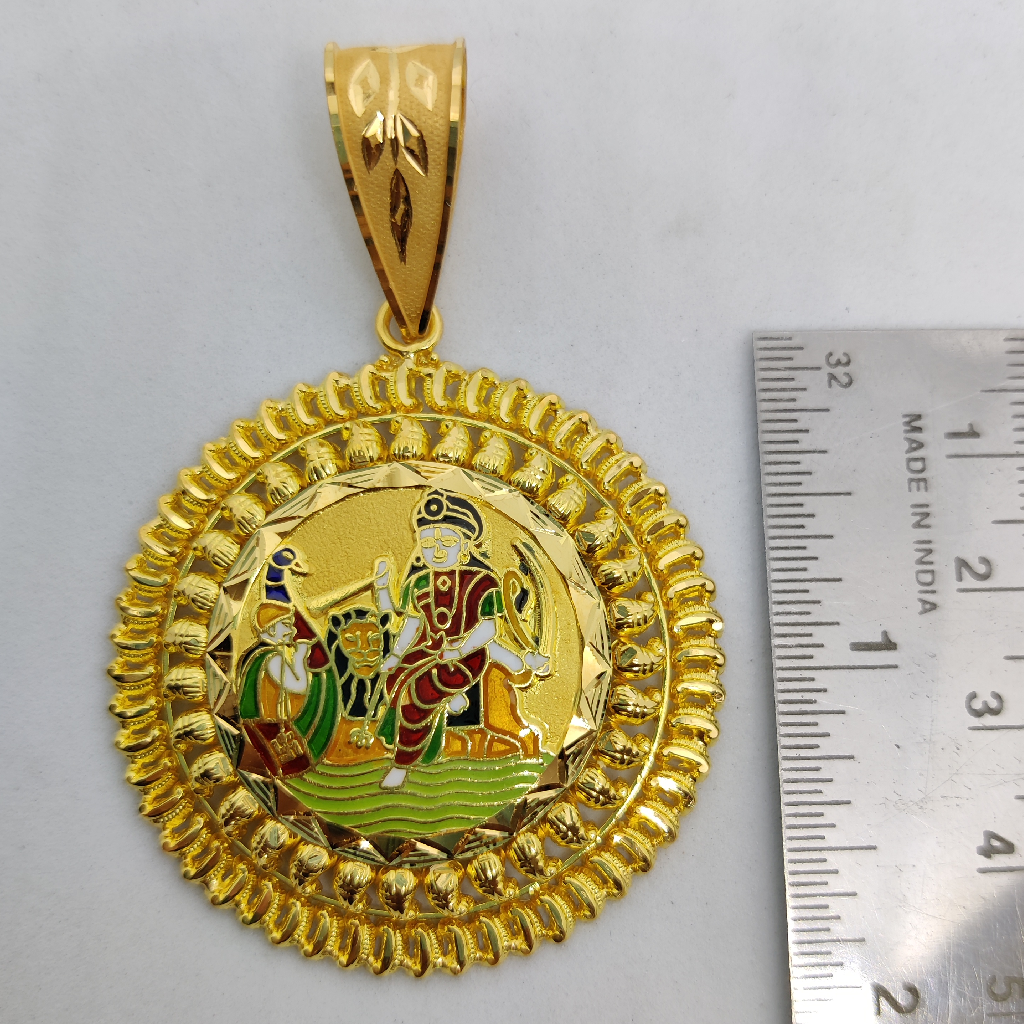 916 Gold Fancy Gent's Vahanvati Maa Minakari Pendant