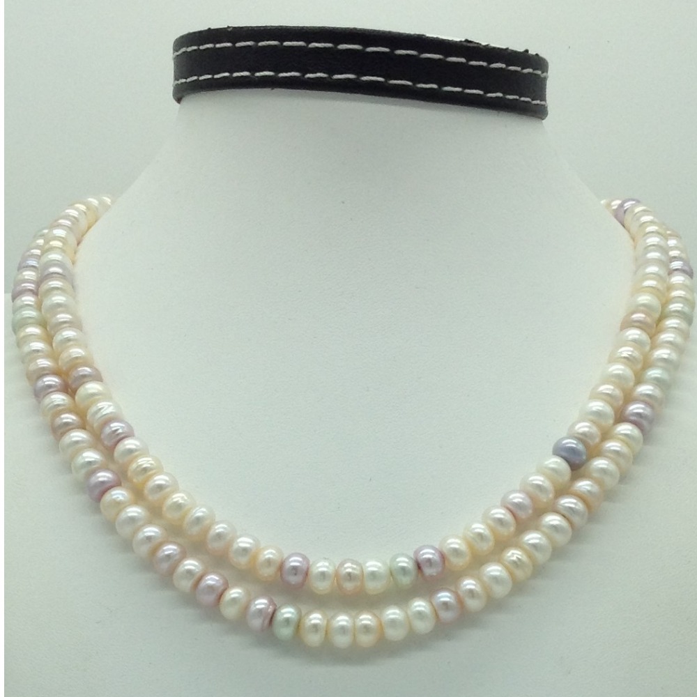 Freshwater multicolour flat 2 lines pearls full set jpp1056