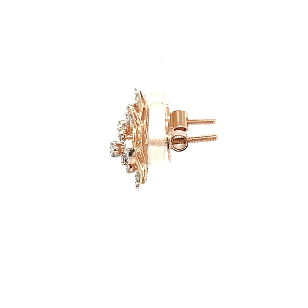 Diamond encrusted leaf earrings in rose gold